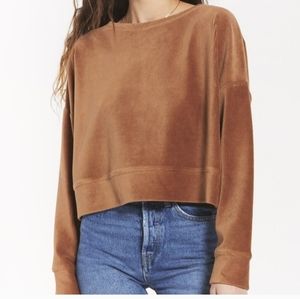 Z Supply Night in Velour Ribbed Sweatshirt XS